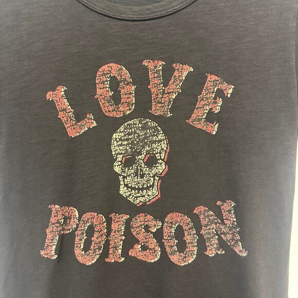 Johnson Motors VTG Y2K Brown Single-Stitch Love Poison Skull Slub T-Shirt Medium - Picture 3 of 8